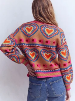 Boden Cream Abi Jacquard Cardigan Outlet