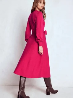 Boden Pink Lace Insert Knitted Midi Dress New