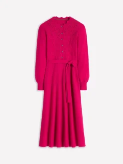 Boden Pink Lace Insert Knitted Midi Dress New