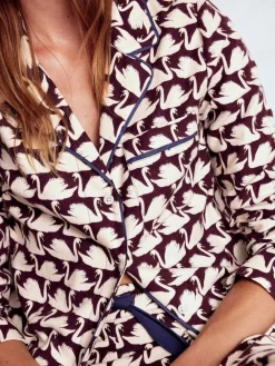 Boden Brushed Cotton Pyjama Shirt Purple New