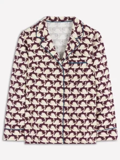 Boden Brushed Cotton Pyjama Shirt Purple New