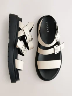 Next Standard/Wide Fit Chunky Buckled Sandals Bone Sale
