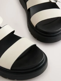 Next Standard/Wide Fit Chunky Buckled Sandals Bone Sale