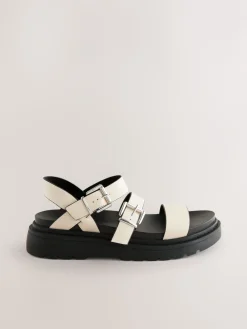 Next Standard/Wide Fit Chunky Buckled Sandals Bone Sale
