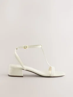 Next Standard/Wide Fit Forever Comfort® Low Block Strappy Sandals Bone