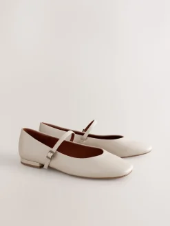 Next Standard/Wide Fit Round Toe Mary Jane Shoes Bone Sale