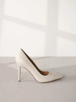 Next Leather Point Toe Court Shoes Bone White Sale
