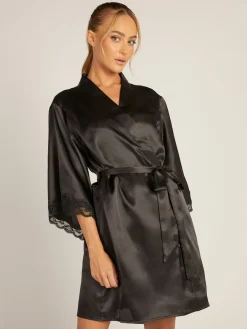 Boux Avenue Amelia Robe Dressing Gown Black New