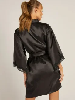 Boux Avenue Amelia Robe Dressing Gown Black New