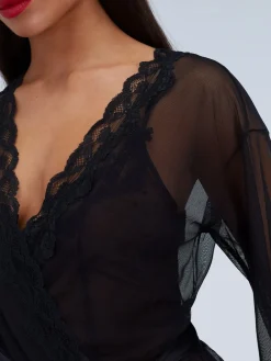 Boux Avenue Black Mallory Mesh Kimono Robe Best