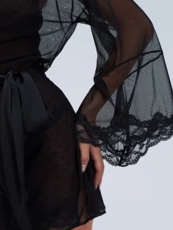Boux Avenue Black Mallory Mesh Kimono Robe Best
