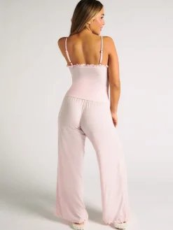 Boux Avenue Rib Frill Cami & Pant Pyjama Set Pink Online