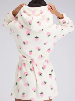 Boux Avenue White Fluffy Strawberry Short Dressing Gown Best