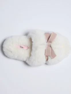 Boux Avenue Plush Bow Mix Slipper Sliders White Hot