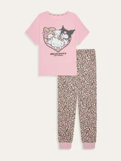 Brand Threads Pink Ladies Hello Kitty Pyjamas Set Clearance