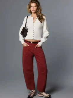 Next Double Pocket Barrel Jeans Brick Red Best