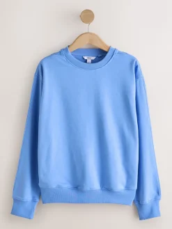 Next Relaxed Fit Essentials Longline Sweatshirt with Pockets Bright Blue Outlet
