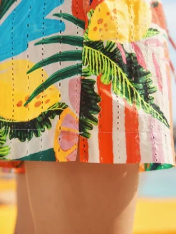 Next Bright Fruit Stripe Broderie Summer Shorts Outlet