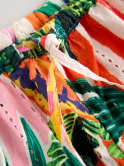 Next Bright Fruit Stripe Broderie Summer Shorts Outlet