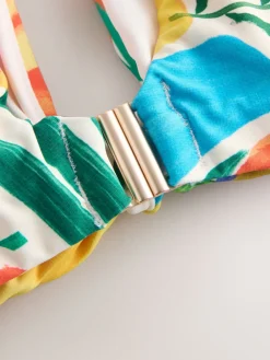 Next DD+ Knot Front Plunge Bikini Top Bright Fruit Stripe