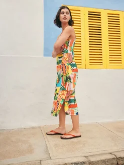 Next Bright Fruit Stripe Midi Slip Summer Dress Online