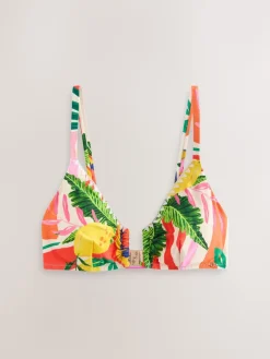 Next Bright Fruit Stripe Triangle Whipstitch Crop Bikini Top Online