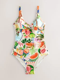 Next Bright Fruit/Tropical Print Shaping Tummy Control Swimsuit New