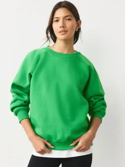 Next Relaxed Fit Heavyweight Regular Crew Neck Sweatshirt Bright Green Outlet