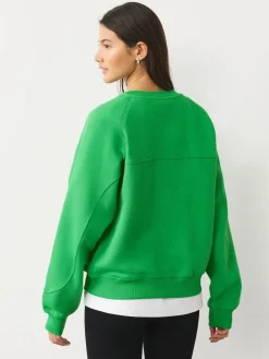 Next Relaxed Fit Heavyweight Regular Crew Neck Sweatshirt Bright Green Outlet