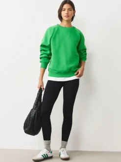 Next Relaxed Fit Heavyweight Regular Crew Neck Sweatshirt Bright Green Outlet