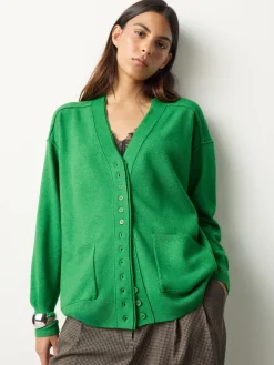 Next Bright Green Supersoft V-Neck Cardigan With Pockets Clearance