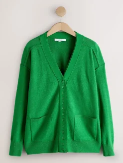 Next Bright Green Supersoft V-Neck Cardigan With Pockets Clearance