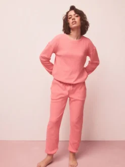 Next Bright Pink Cosy Waffle Long Sleeve Pyjamas Discount