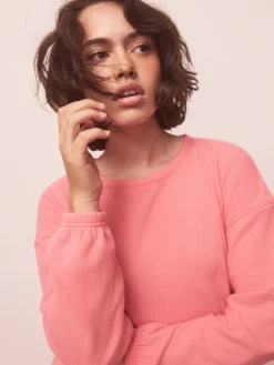 Next Bright Pink Cosy Waffle Long Sleeve Pyjamas Discount