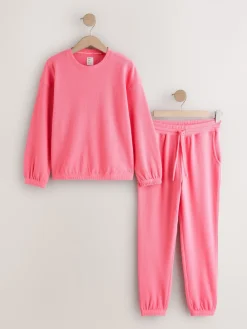 Next Bright Pink Cosy Waffle Long Sleeve Pyjamas Discount