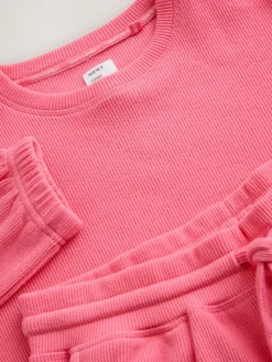 Next Bright Pink Cosy Waffle Long Sleeve Pyjamas Discount