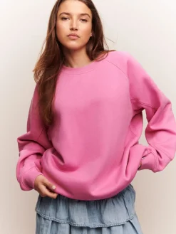 Next Relaxed Fit Heavyweight Longline Crew Neck Sweatshirt Bright Pink Best