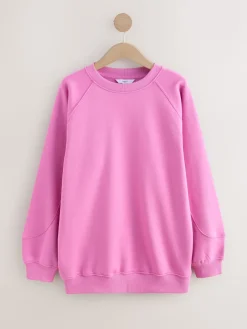 Next Relaxed Fit Heavyweight Longline Crew Neck Sweatshirt Bright Pink Best