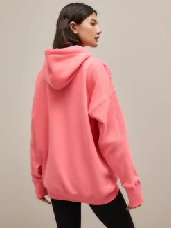 Next Bright Pink Relaxed Fit Longline Hoodie Sale