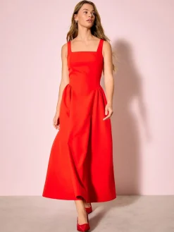 Next Occasion Cinched Waist Maxi Dress Bright Red New