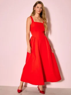 Next Occasion Cinched Waist Maxi Dress Bright Red New