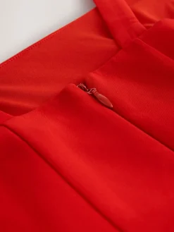 Next Occasion Cinched Waist Maxi Dress Bright Red New