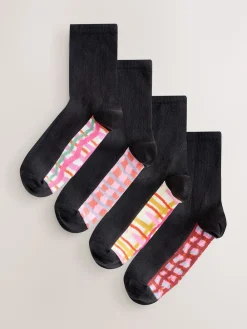 Next Footbed Ankle Socks 4 Pack Bright Wobbly Check Best