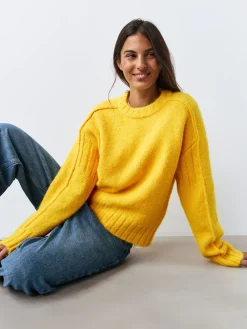 Next Crew Neck Jumper With Wool Bright Yellow Sale