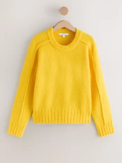 Next Crew Neck Jumper With Wool Bright Yellow Sale