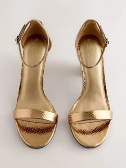 Next Bronze Standard/Wide Fit Block Heel Sandals Outlet