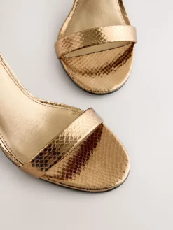 Next Bronze Standard/Wide Fit Block Heel Sandals Outlet