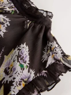 Next Printed High Neck Tiered Occasion Maxi Dress Brown Floral Best