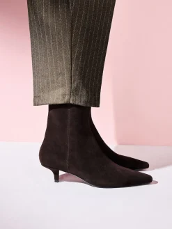 Next Tabitha Simmons x Underset Heel Ankle Boots Brown Suede Hot
