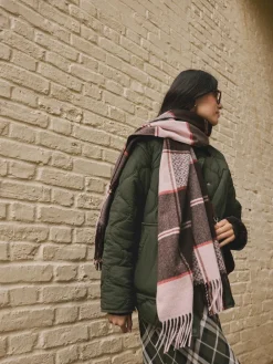 Next Brown Textured Check Midweight Scarf Outlet